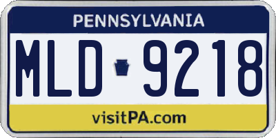 PA license plate MLD9218
