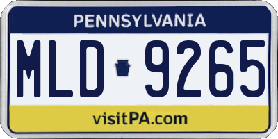 PA license plate MLD9265