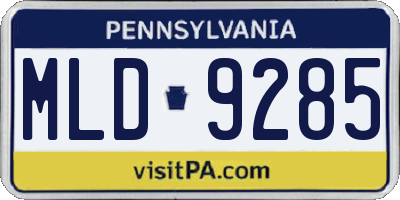 PA license plate MLD9285