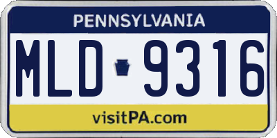 PA license plate MLD9316