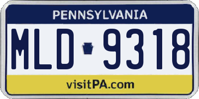 PA license plate MLD9318