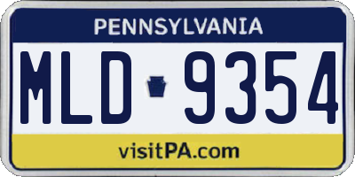 PA license plate MLD9354