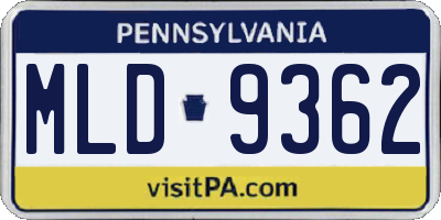 PA license plate MLD9362