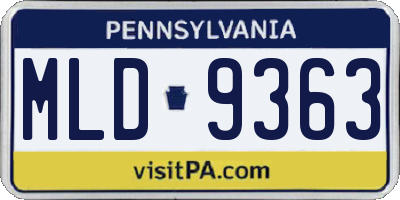 PA license plate MLD9363