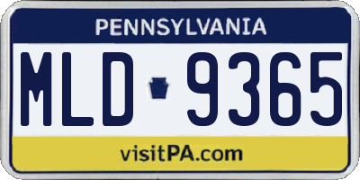 PA license plate MLD9365