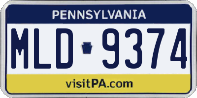 PA license plate MLD9374