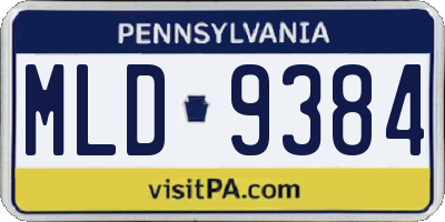 PA license plate MLD9384