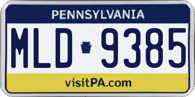 PA license plate MLD9385