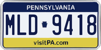 PA license plate MLD9418