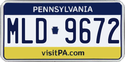 PA license plate MLD9672
