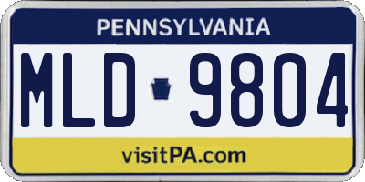PA license plate MLD9804