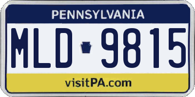 PA license plate MLD9815