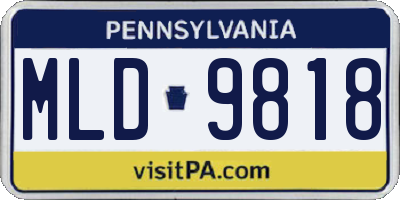 PA license plate MLD9818
