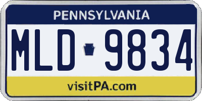 PA license plate MLD9834