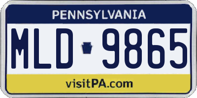 PA license plate MLD9865