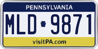 PA license plate MLD9871