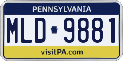 PA license plate MLD9881