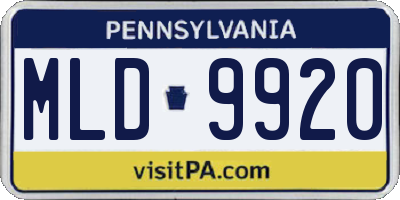 PA license plate MLD9920