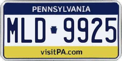PA license plate MLD9925