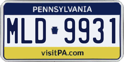 PA license plate MLD9931