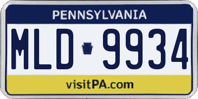 PA license plate MLD9934