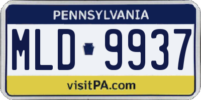 PA license plate MLD9937