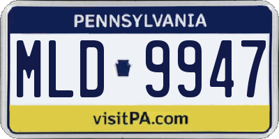 PA license plate MLD9947
