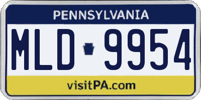 PA license plate MLD9954