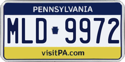 PA license plate MLD9972