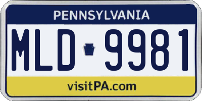 PA license plate MLD9981