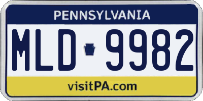PA license plate MLD9982