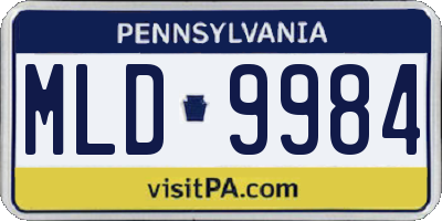 PA license plate MLD9984