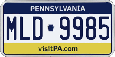PA license plate MLD9985