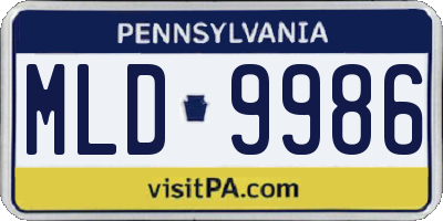 PA license plate MLD9986