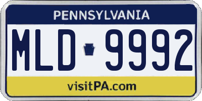 PA license plate MLD9992