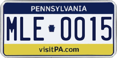 PA license plate MLE0015