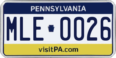 PA license plate MLE0026