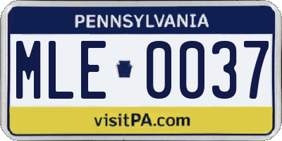 PA license plate MLE0037