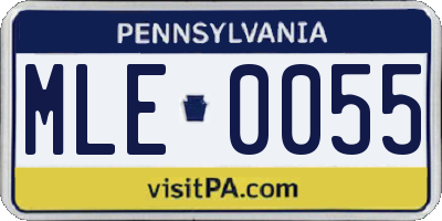 PA license plate MLE0055