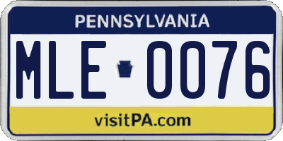 PA license plate MLE0076
