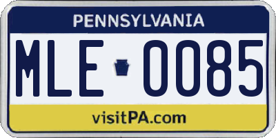 PA license plate MLE0085