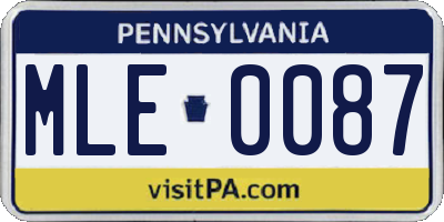 PA license plate MLE0087