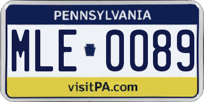 PA license plate MLE0089