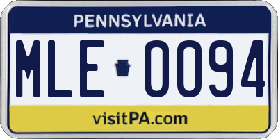 PA license plate MLE0094