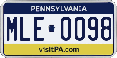 PA license plate MLE0098