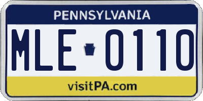 PA license plate MLE0110