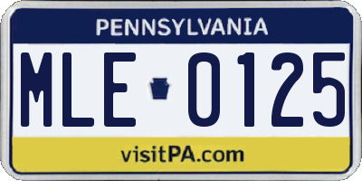 PA license plate MLE0125