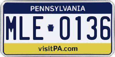 PA license plate MLE0136