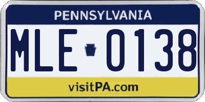 PA license plate MLE0138