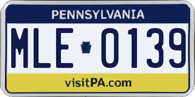 PA license plate MLE0139